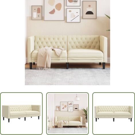 Divano a 2 posti - Divano Chesterfield a 2 Posti Crema in Similpelle