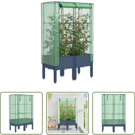 Copertura serra -  Letto Rialzato con Copertura Serra Effetto Rattan 80x40x140 cm