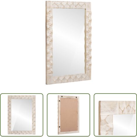 Specchio in legno - Specchio da bagno Finitura Bianco Lavato 50 x 70 x 2,5 cm