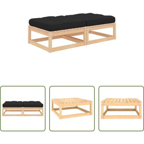 Cuscini per poggiapiedi -  Poggiapiedi da Giardino con Cuscini 2 pz Legno Massello di Pino