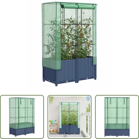 Copertura serra -  Letto Rialzato con Copertura Serra Effetto Rattan 80x40x138 cm