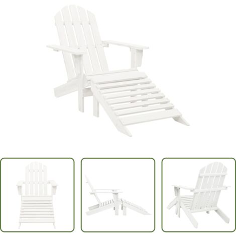 Poltrona con poggiapiedi -  Sedia da Giardino con Poggiagambe in Legno Bianco