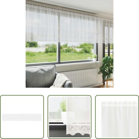 Tenda floreale -  Tenda in Pizzo con tende Floreale Bianco 80 x 900 cm Poliestere