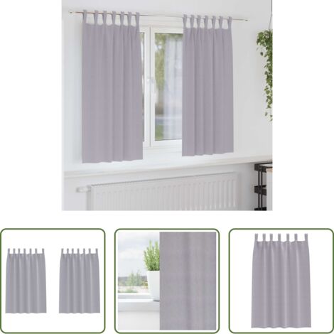 Tende a tre strati -  Tende Blackout con Anelli 2 pcs Grigio Metallico 175 x 140 cm