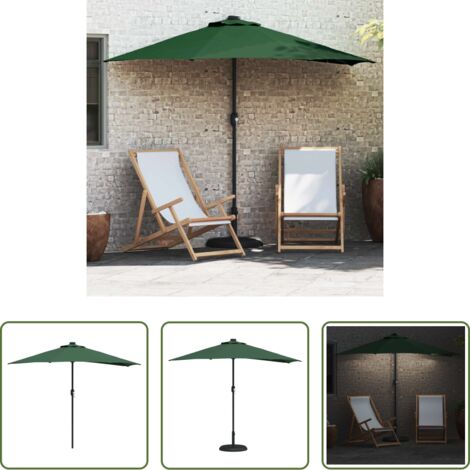 Ombrellone con luci LED - Ombrello da giardino Verde 294 x 150 x 224 cm