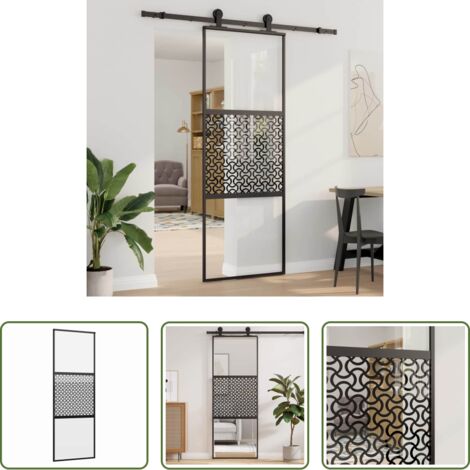 Porta in alluminio -  Porta in vetro Traforo Nero 90 x 2 x 205 cm Alluminio