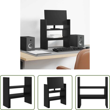 Supporto monitor - Supporto per Monitor da Scrivania Rovere Nero 40 x 17 x 41 cm
