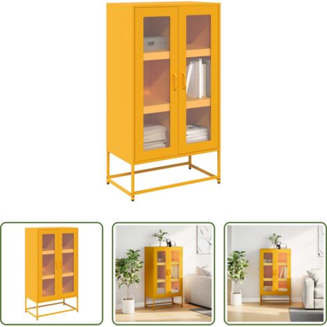 Credenza giallo senape - Credenza Giallo Senape 68x39x123 cm in Acciaio