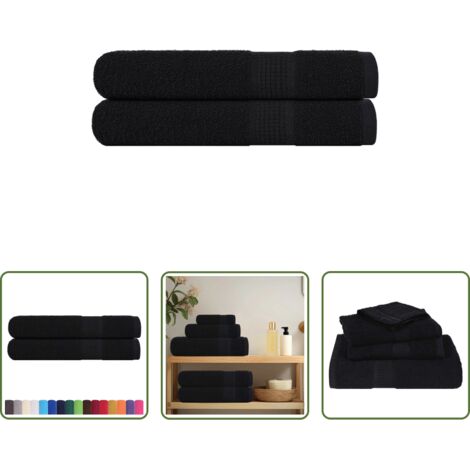 vidaXL Asciugamani da sauna -  Asciugamani per sauna FROGN 2 pz Nero 80x200 cm 360 g/m²