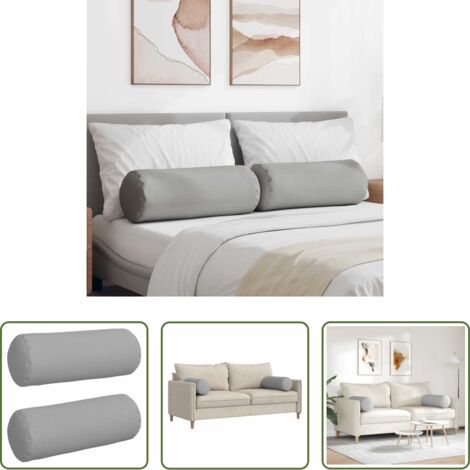 Cuscino per letto - Cuscini a rullo 2 pcs Grigio Nuvola Ø 25 x 70 cm Tessuto