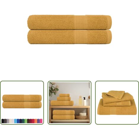 vidaXL Cotone per sauna -  Asciugamani per sauna FROGN 2 pz Oro 80x200 cm 360 g/m²