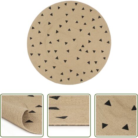 vidaXL Tappeto artigianale -  Tappeto Lavorato a Mano in Juta con Stampa a Triangoli 90 cm