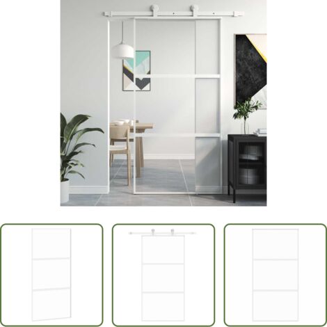 vidaXL Alluminio -  Porta Scorrevole Bianca 102,5x205cm Vetro Temperato e Alluminio