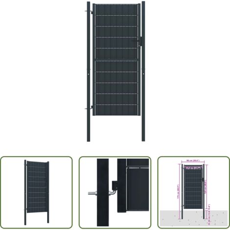 vidaXL Cancello in acciaio -  Cancello per Recinzione in PVC e Acciaio 100x124 cm Antracite