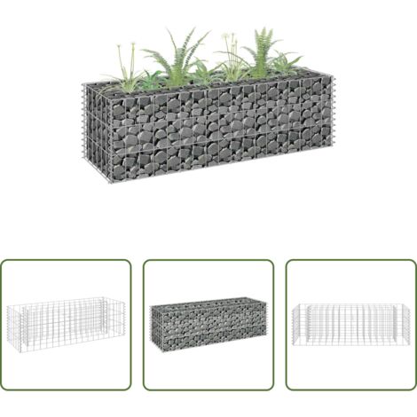 vidaXL Gabbione in acciaio zincato - Gabbione Letto Rialzato in Acciaio Zincato 90x30x30 cm