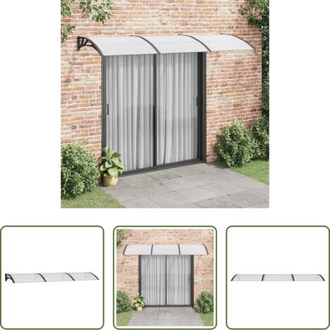 vidaXL Tettoia in policarbonato -  Tettoia per Porta Nero e Trasparente 300x75 cm in Policarbonato