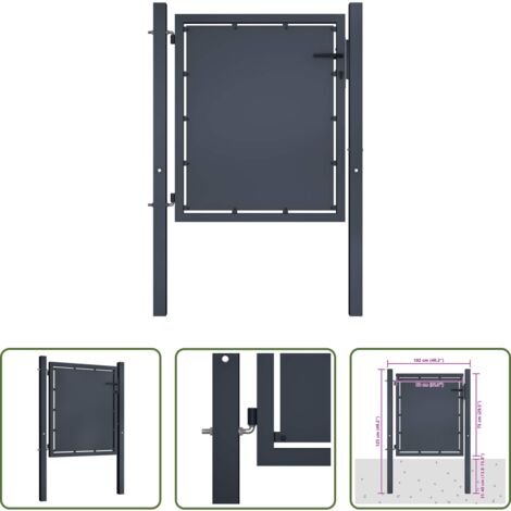 vidaXL Recinzione giardino -  Cancello da Giardino in Acciaio 100x75 cm Antracite