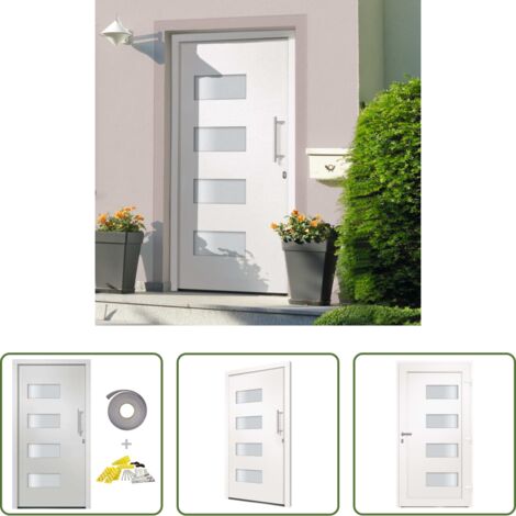vidaXL Porta d'ingresso sicura -  Porta d'Ingresso in Alluminio e PVC Bianco 100x200 cm
