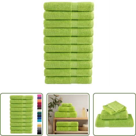 vidaXL Asciugamani per sauna verde mela - Asciugamani per Sauna SOLUND 10 pz Verdi 80x200cm 600 g/m²