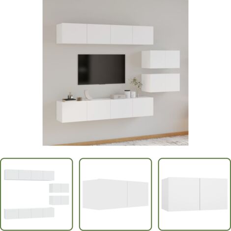 vidaXL Mobili TV in legno multistrato -  Set di Mobili Porta TV 6 pz Bianco in Legno Multistrato
