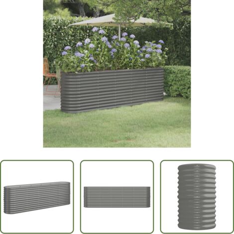vidaXL Fioriera da giardino -  Letto Giardino Acciaio Zincato 224x40x68 cm Grigio
