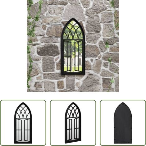 vidaXL Specchio esterno -  Specchio da Giardino Nero 70x30 cm in Ferro per Uso Esterno
