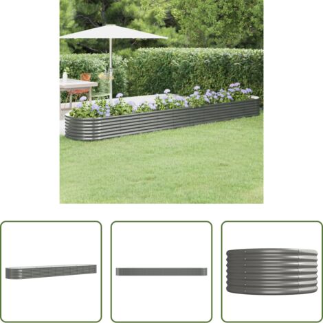 vidaXL Fioriera da giardino -  Letto Giardino Acciaio Zincato 440x80x36 cm Grigio