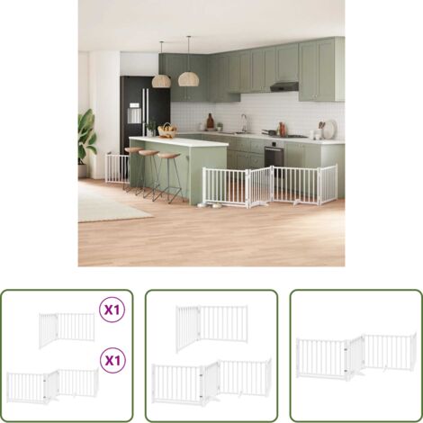 vidaXL Cancello per cani pieghevole - Cancello Cani Porta Pieghevole Bianco 6 Pannelli 480 cm Pioppo
