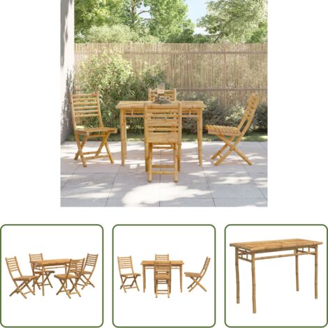 vidaXL Set da pranzo da esterno -  Set da Pranzo da Giardino 5 pz in Bambù