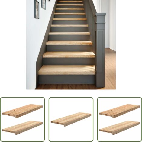 vidaXL Gradini in rovere massello - Gradini 2 pz 80x30x2 cm in Rovere Massello Non Trattato