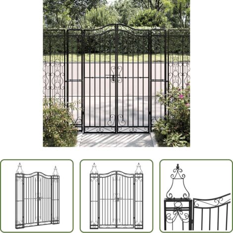 vidaXL Recinzione -  Cancello da Giardino Nero 121x8x150 cm in Ferro Battuto