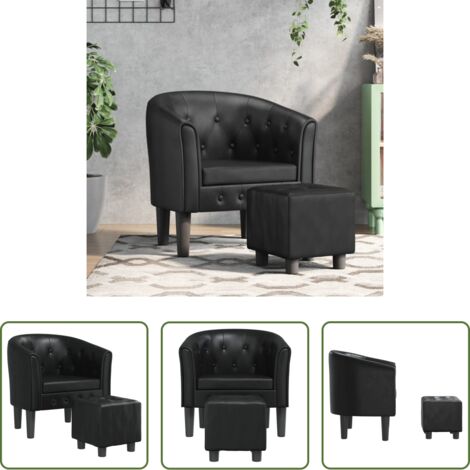 vidaXL Similpelle - Poltrona Cabriolet e Poggiapiedi Nera Similpelle