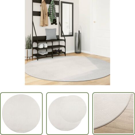 vidaXL Tappeto antiscivolo -  Tappeto IZA a Pelo Corto con Aspetto Scandinavo Crema Ø 200 cm