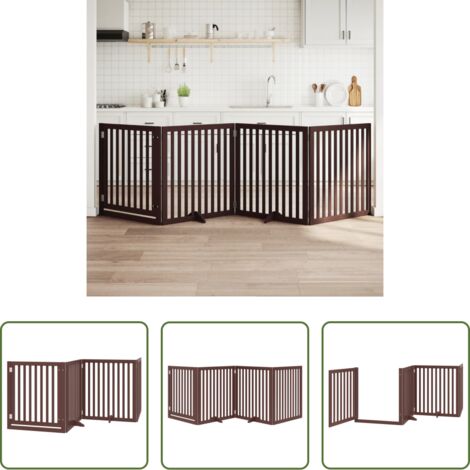vidaXL Cancello pieghevole - Cancello Cani Porta Pieghevole Marrone 4 Pannelli 320cm Pioppo