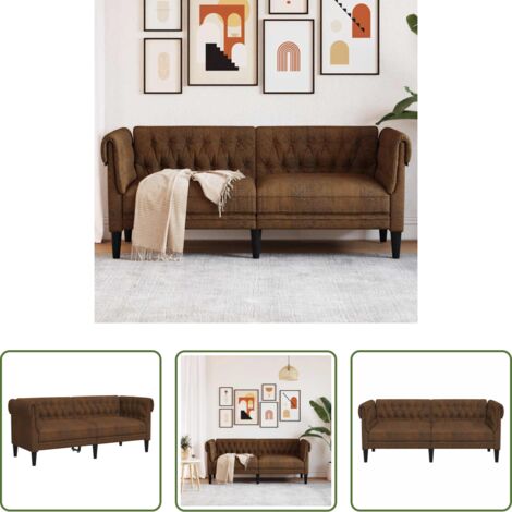 vidaXL Divano in tessuto - Divano Chesterfield a 2 Posti Marrone in Tessuto