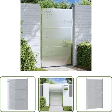 vidaXL Cancello esterno -  Cancello da giardino Argento 85 x 120 cm Acciaio inossidabile