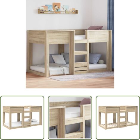 vidaXL Letto a Castello Salvaspazio -  Letto a Castello per Bambini Rovere Sonoma 80 x 200 cm