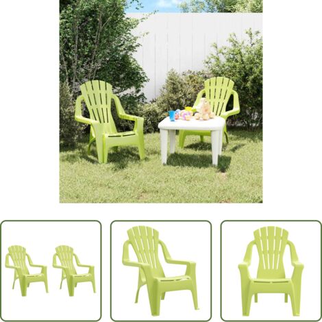 vidaXL Sedie in polipropilene - Sedie Giardino 2pz Bambini Verdi 37x34x44cm PP Aspetto in Legno
