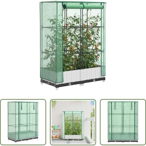 vidaXL Letto rialzato -  Letto Rialzato con Copertura Serra Effetto Rattan 80x40x123 cm