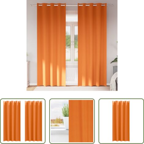 vidaXL Tende a tre strati -  Tende Blackout con Anelli 2 pcs Arancione Vivo 260 x 140 cm