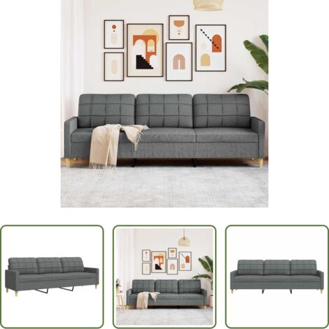 vidaXL Divano relax -  Divano a 3 Posti Grigio Scuro 210 cm in Tessuto