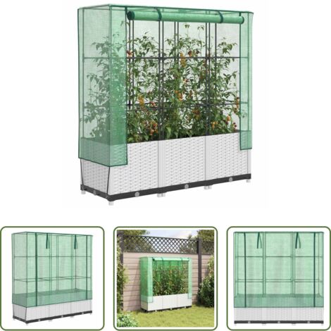 vidaXL Letto rialzato -  Letto Rialzato con Copertura Serra Effetto Rattan 120x40x138 cm