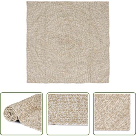 vidaXL Tappeto moderno -  Tappeti per area Quadrato Naturale e Bianco 120 x 120 cm Juta