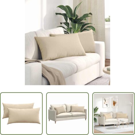 vidaXL Cuscini in tessuto - Cuscini da Divano 2 pcs Crema 80 x 40 cm Tessuto