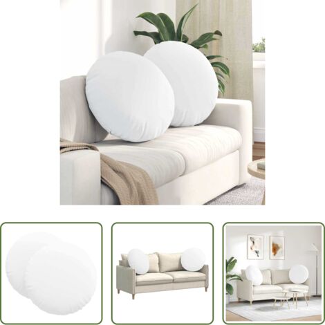 vidaXL Cuscini per soggiorno - Cuscini per Seduta 2 pcs Bianco Ø60 x 21 cm Tessuto