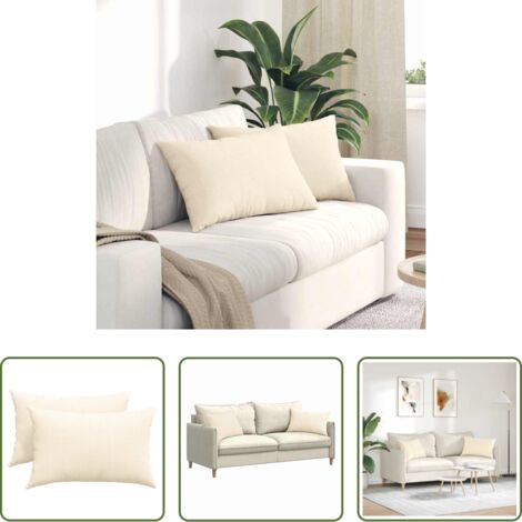 vidaXL Cuscini con copertura rimovibile - Cuscini da Divano 2 pcs Crema 60 x 40 cm Tessuto in Cords
