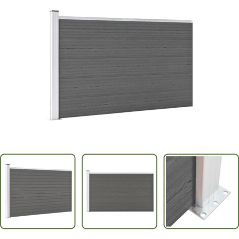 vidaXL Recinzione per giardino -  Pannello di Recinzione in WPC 175x105 cm Grigio