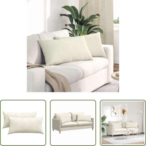 vidaXL Cuscini moderni - Cuscini da Divano 2 pcs Crema 80 x 40 cm Tessuto in Cords