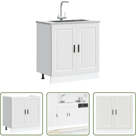 vidaXL Armadio per lavello -  Mobile base lavello Porto Bianco 80x46x81,5cm Legno Multistrato