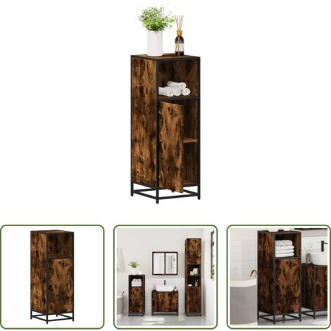 vidaXL Armadio in legno - Armadietto Bagno Rovere Fumo 35x37,5x100 cm Legno Multistrato
